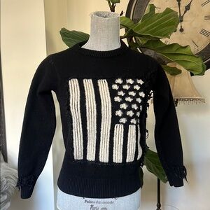 Coach Black Sweater with Cream Flag Motif